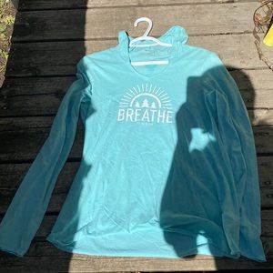 Mint green “Breath life is good” 🏔 hooded pullover